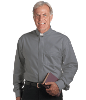 Men's Long Sleeve Tab Collar Gray Clergy Shirt