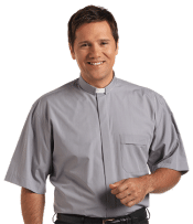 Men's Short Sleeve Tab Collar Grey Clergy Shirt