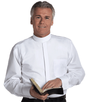 Men's White Neckband Clergy Shirt