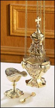 Cast Brass Censer with Boat Set