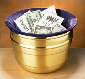 Large Lenten Offering Pot with Purple Bag for Church Collections