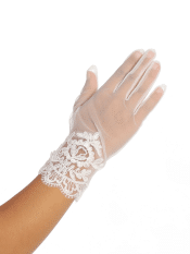 Below Elbow Length Lace Finger less First Communion Gloves