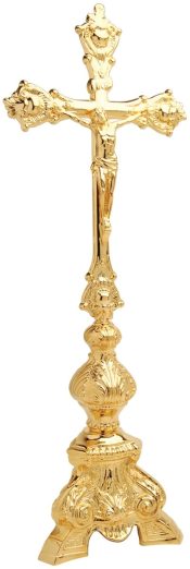 Ornate Gold Plated Church Altar Crucifix