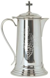 Pewter Church  Flagon with Engraved Grape Design