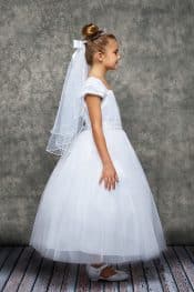 Pleated Cap Sleeve First Communion Dresses