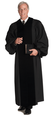 Pulpit Robe Velvet Geneva Black with Black Velvet Panels