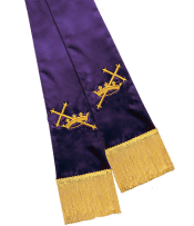 Purple Satin Pulpit Clergy Stole with Cross and Crown Symbols
