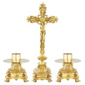 Brass Church Altar Set IHS Symbol 24"