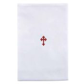 Red Fleur De Lis Cross Lavabo Towel - 12/pk
