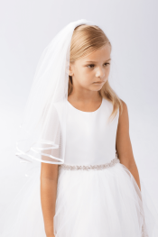 First Communion Veil with Satin Trim