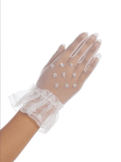 Below Elbow Length Lace Finger less First Communion Gloves