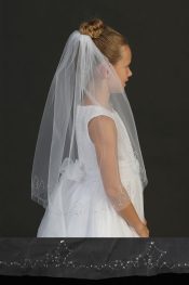 Single Layer First Communion Veil with Sequins