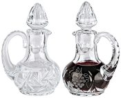 Small Crystal Church Cruets with Grape and Leaf Design