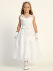 First Communion Dress Beaded satin bodice with tulle skirt