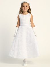 A Line First Communion Dress with Embroidered tulle with sequins