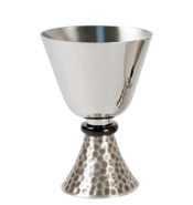 Stainless Steel Communion Chalice with Hammered Base