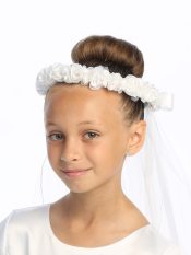First Communion Veil Satin & organza flowers