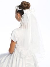 First Communion Wreath Veil flowers & bead accents
