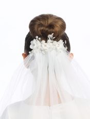 Bun Wrap First Communion Veils Flowers Pearls