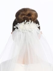 Bun Wrap First Communion Veils Flowers Pearls
