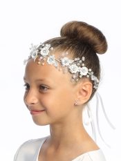 FIrst Communion Floral headpiece with rhinestones and pearl accents