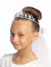 First Communion Tiara with Cross and Veil