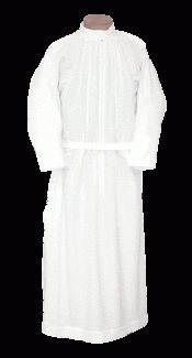 Traditional Plain Clergy Alb with Stand Up Collar