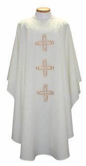 Triple Decorative Gold Cross Clergy Chasuble
