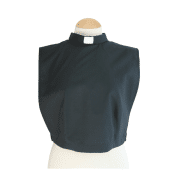 Women's Black Sleeveless Slim Fit Tab Collar Knit Clergy Top