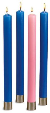 Polar Advent Candle Set Blue and Pink 12"