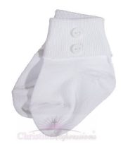 Boys White Christening Socks with Buttons