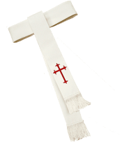 White Clergy Cincture with Red Cross