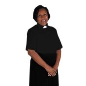 Women's Tab Collar Short Sleeve Clergy Shirt Black