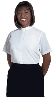 Womens Tab Collar Clergy Blouse White Short Sleeve