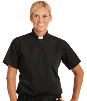 Women's Short Sleeve Black Clergy Blouse