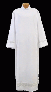 Wool Blend Clergy Alb with Embroidered Crosses