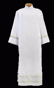 Wool Blend Clergy Alb with Silver Banding