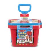 Pretend Play Fill And Roll Grocery Basket Play Set