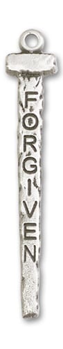 Sterling Silver Forgiven Nail Pendant on an 24-inch Sterling Silver Heavy Curb Chain