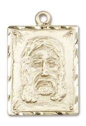 14kt Gold Filled Holy Face Pendant on an 24-inch Gold Filled Heavy Curb Chain