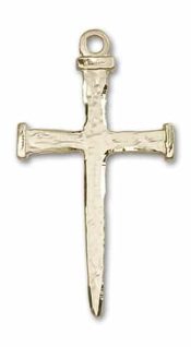 14kt Gold Filled Nail Cross Pendant on an 24-inch Gold Filled Heavy Curb Chain