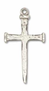 Sterling Silver Nail Cross Pendant on an 24-inch Sterling Silver Heavy Curb Chain