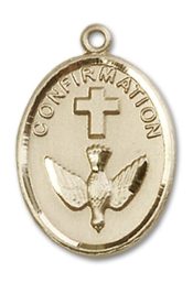 14kt Gold Filled Confirmation Pendant on an 24-inch Gold Filled Heavy Curb Chain