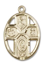 14kt Gold Filled 5-Way / Holy Spirit Pendant on an 18-inch Gold Filled Light Curb Chain