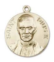 14kt Gold Filled Pope Pius X Pendant on an 24-inch Gold Filled Heavy Curb Chain