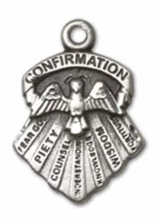 Sterling Silver Seven Gifts Pendant on an 18-inch Sterling Silver Light Curb Chain