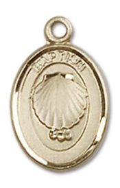 14kt Gold Filled Baptism Pendant on an 18-inch Gold Filled Light Curb Chain