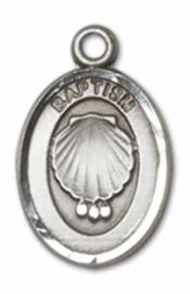 Sterling Silver Baptism Pendant on an 18-inch Sterling Silver Light Curb Chain