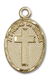 14kt Gold Filled Friend In Jesus Cross Pendant on an 18-inch Gold Filled Light Curb Chain