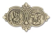 Gold Finish St Christopher St Michael Visor Clip